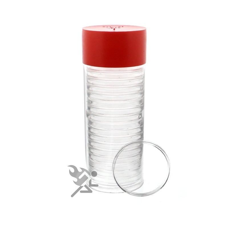 OnFireGuy أنفايرغاي أنبوب كبسولة بلاستيكي مع 20 حامل عملة محكم، غطاء أحمر، أنبوب تخزين العملات وحوامل لعملة 1 أونصة فضة إيجل، باندا، ليبرتاد، كنغارو - Image 2